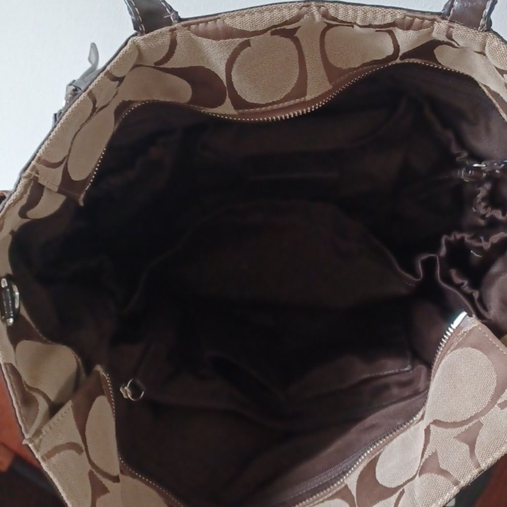 Coach Brown and Tan Signature Tote Bag - Picture 5 of 6